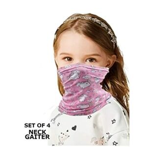 Set Of 4 Genovega Kids Washable Reusable Multi-Print Face Cover Neck Gaiter OS